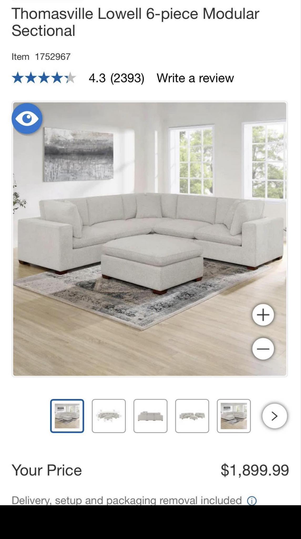 6pc Thomasville Modular Sectional Sofa